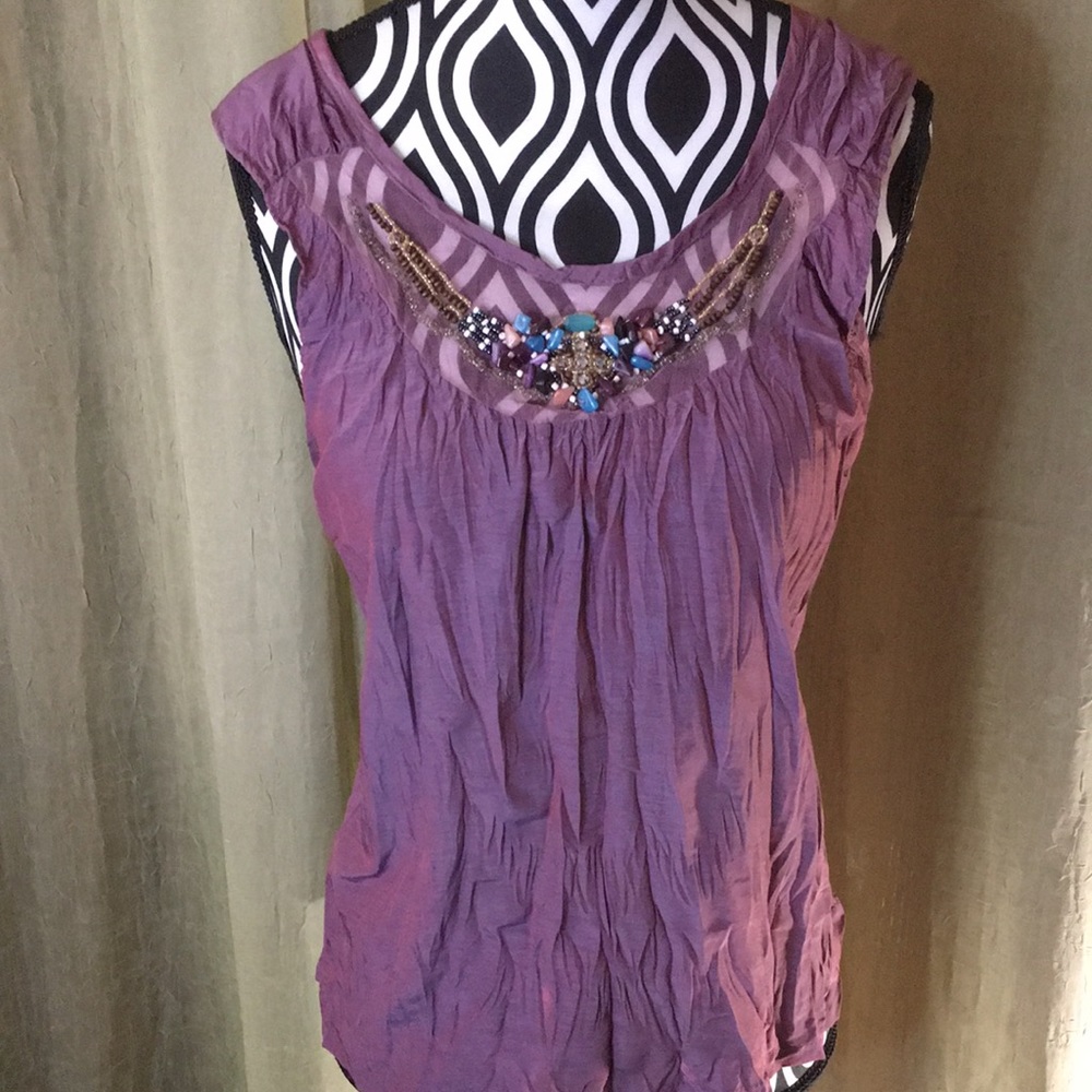 Anne Giorgio Iridescent Purple Beaded Tank